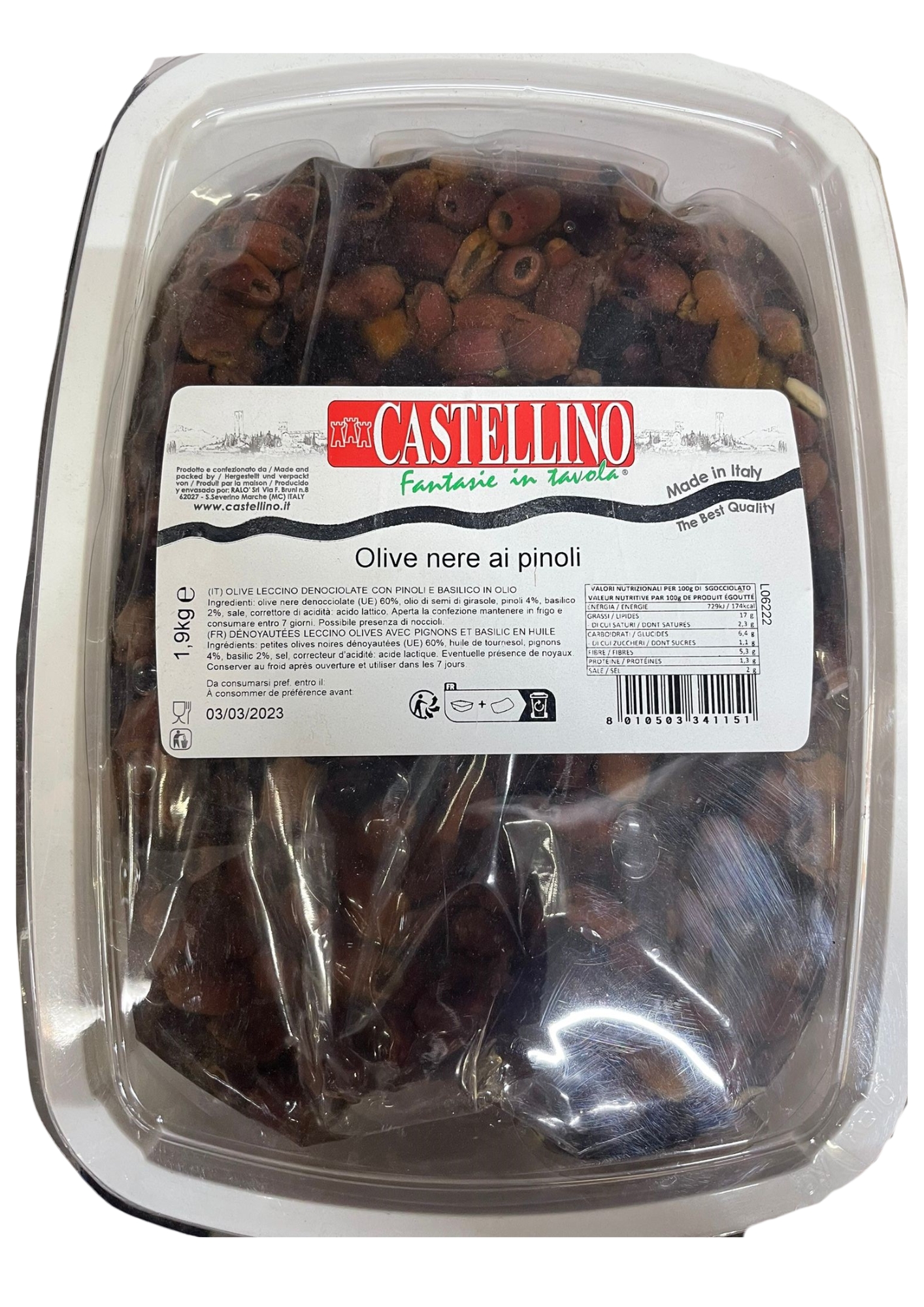 OLIVE FARCIE PIGNONS ET BASILIC 1,9KG